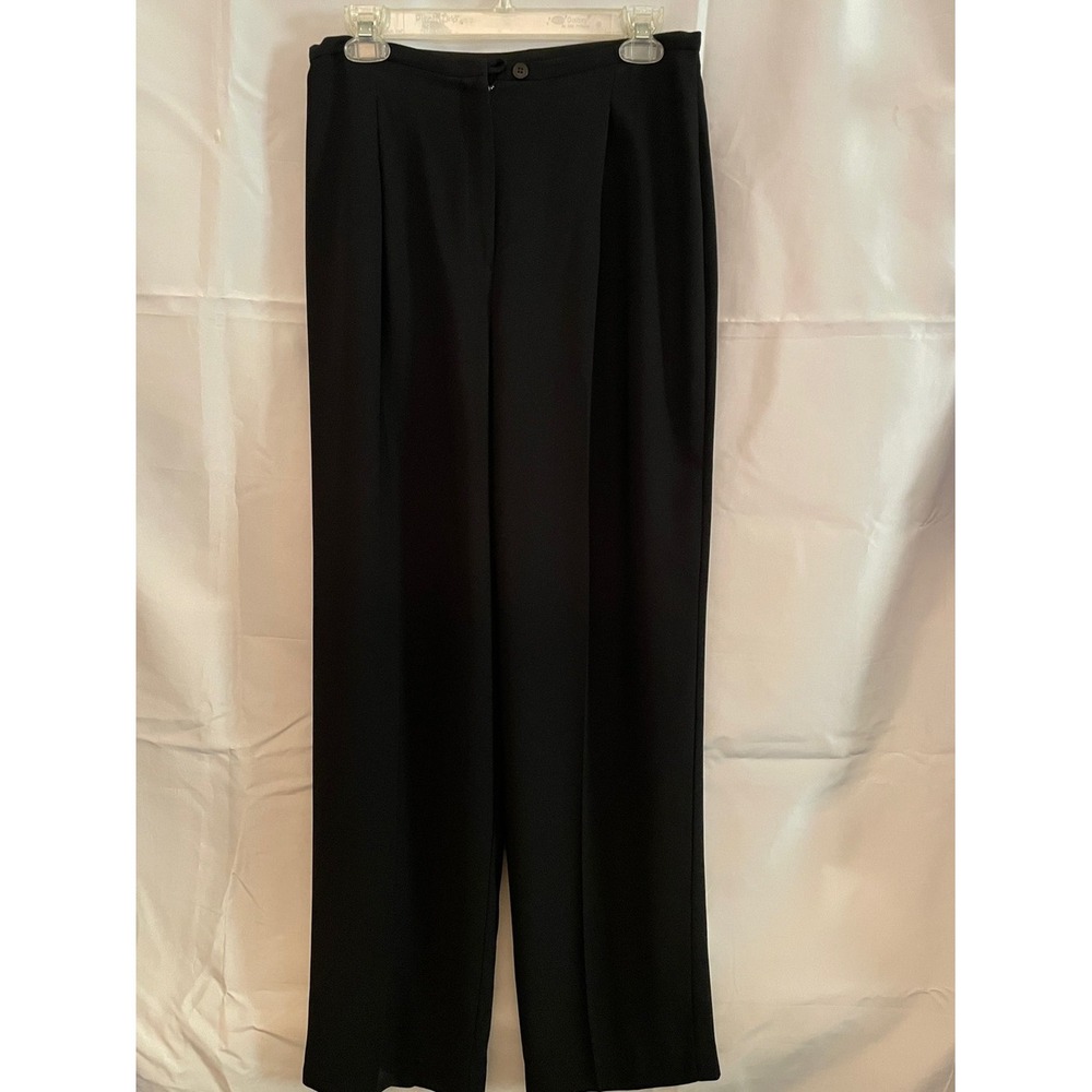 Avi Tenzer 10 Black Women's Tailored Straight-Leg Pants zipper button pockets